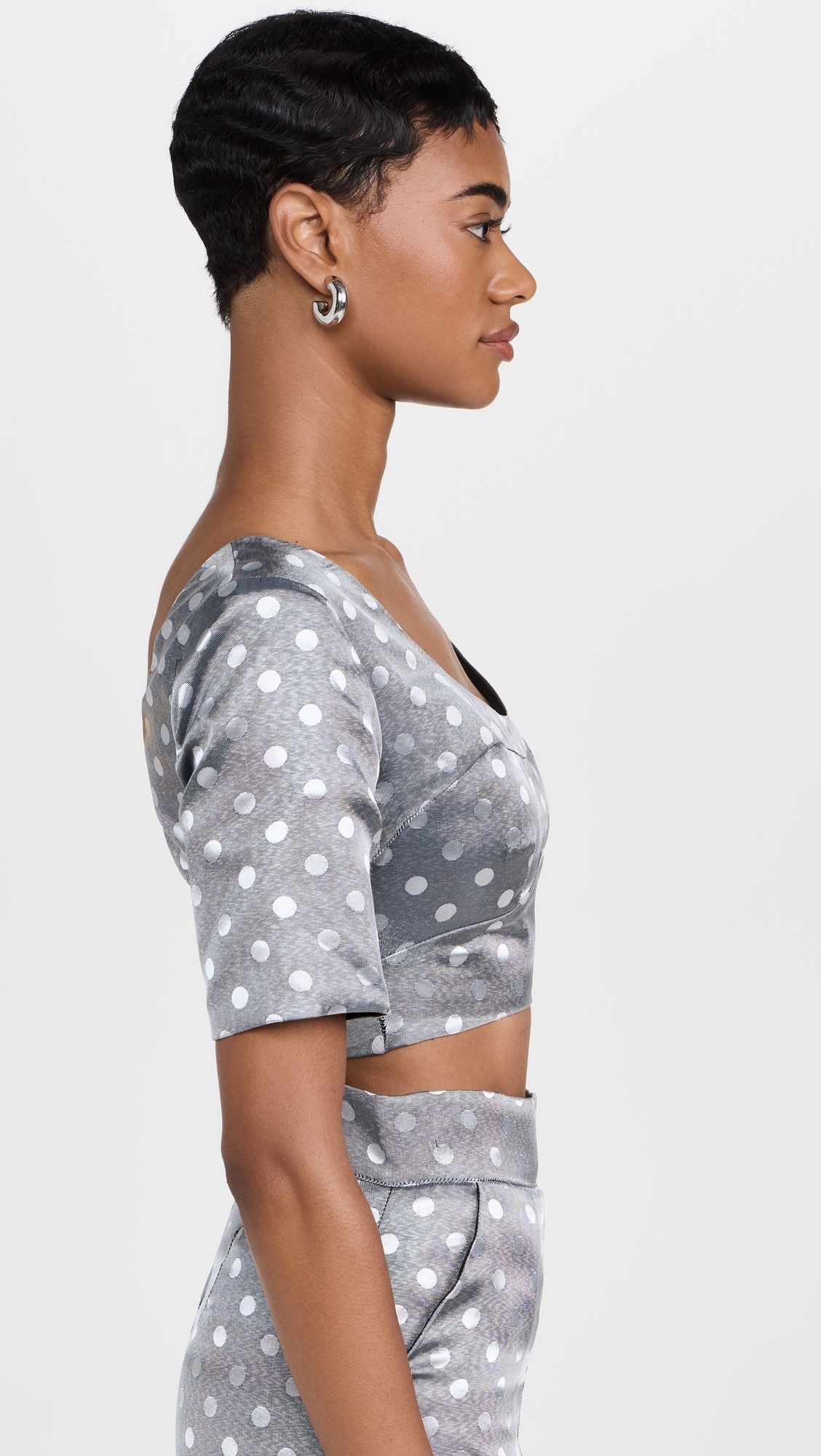 Dot Crop Top White/Black