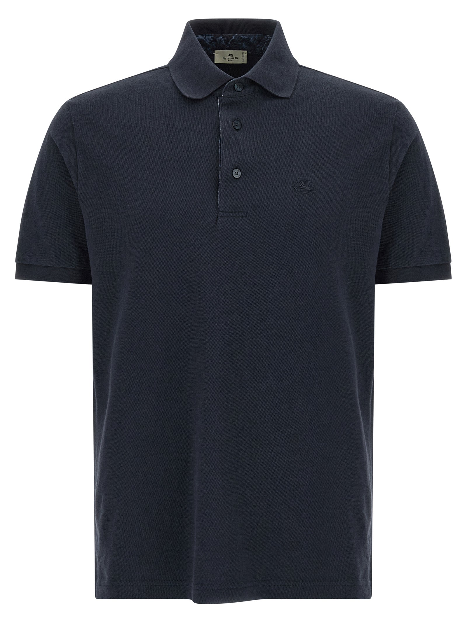 Pegaso Embroidered Piqué Cotton Polo Shirt — Blue