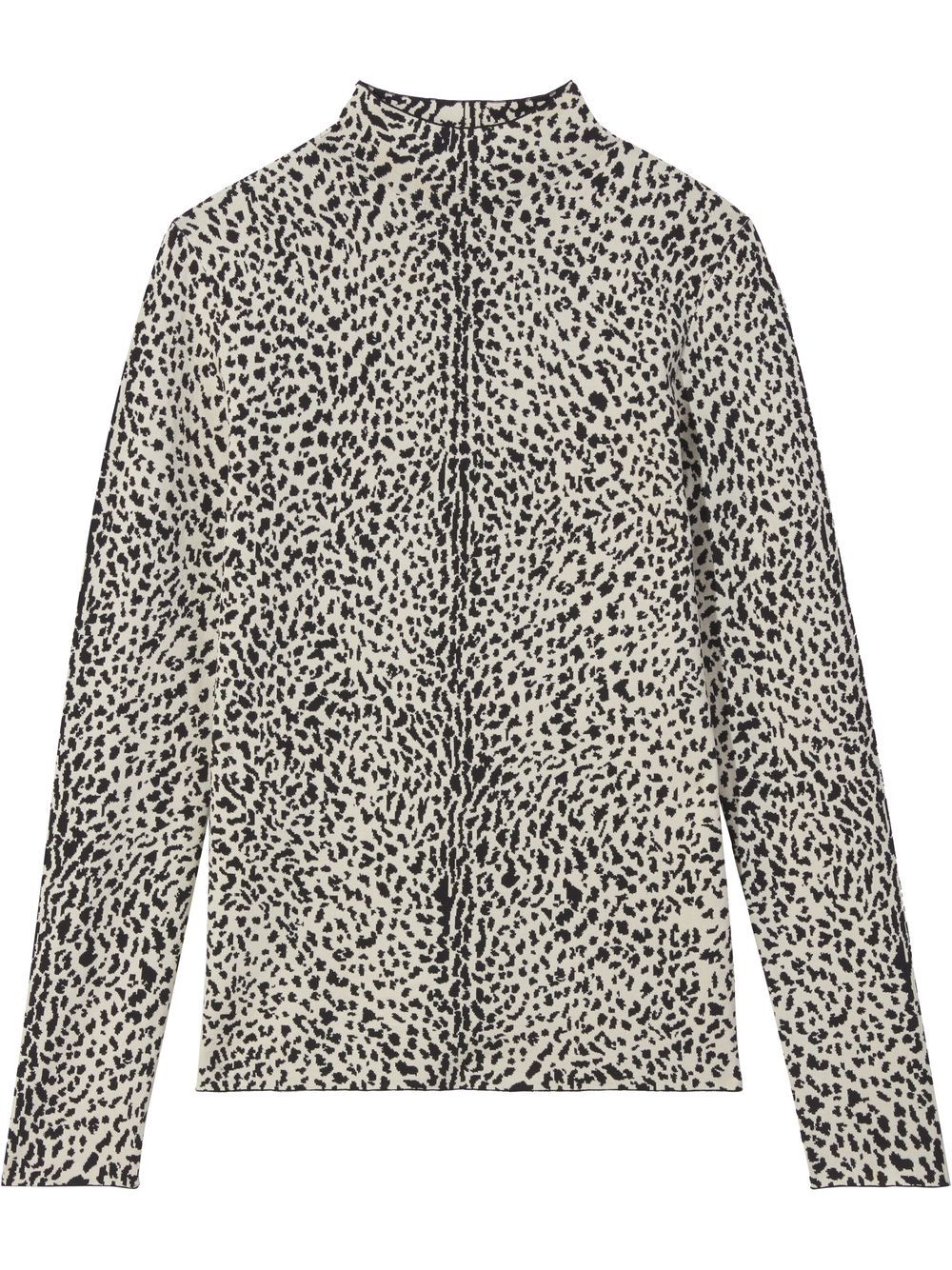 Leopard print mock neck jumper - Black