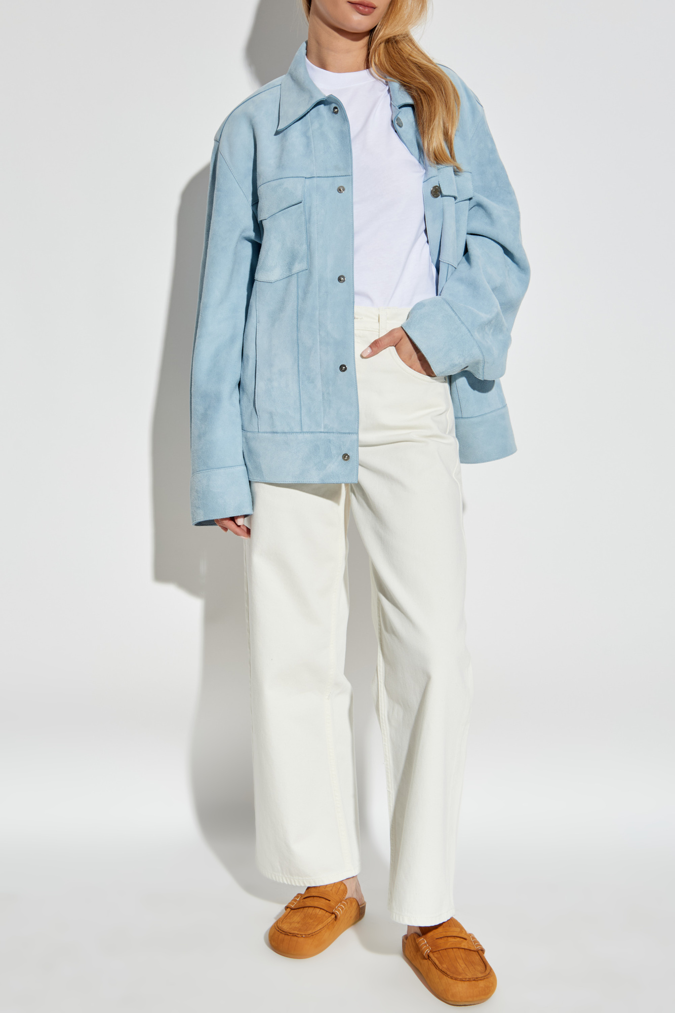 Leather Jacket, Women's, Light Blue
