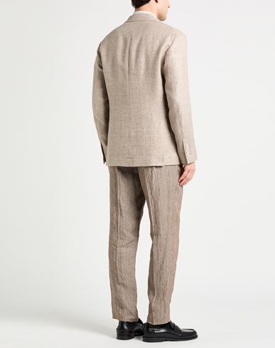 Man Blazer Light brown Size 42 Linen, Virgin Wool, Silk