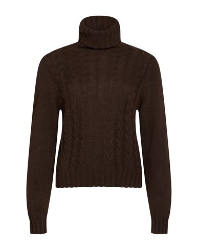 Woman Turtleneck Chocolate brown Size 12 Polyamide, Wool, Viscose, Cashmere