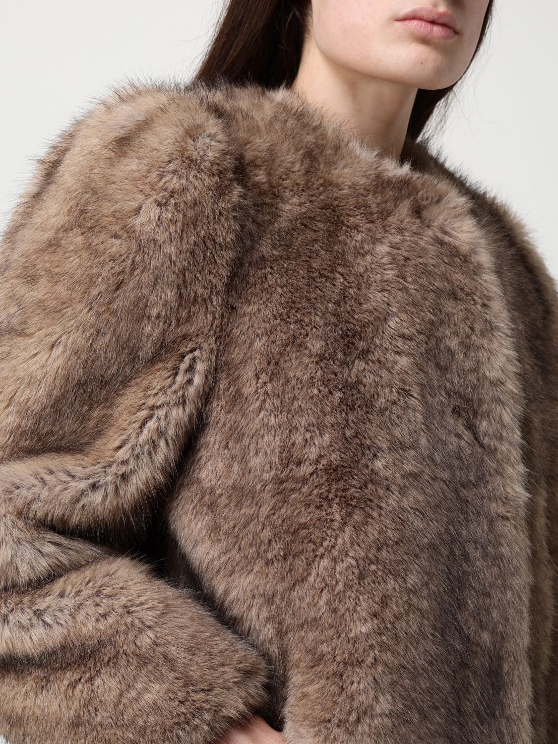 Fur Coat Woman color Beige