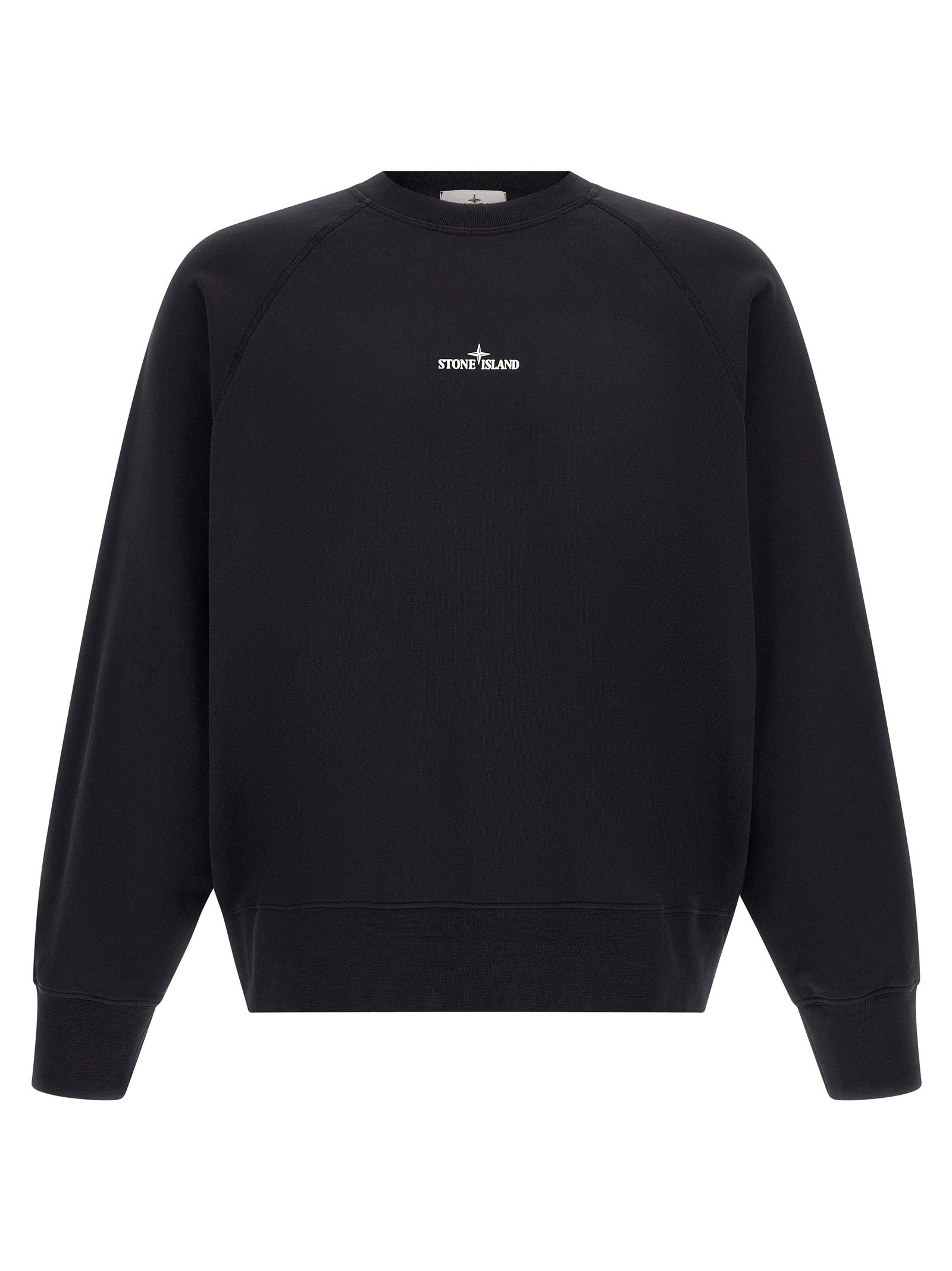 Logo-Print Compact-Weave Cotton Sweatshirt — Black