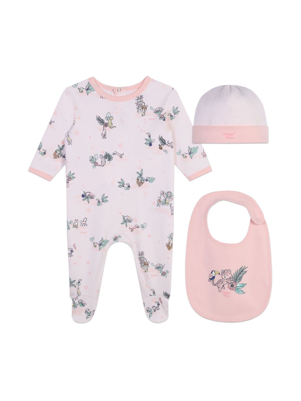 Graphic-print organic cotton pyjamas (set of three) - Pink