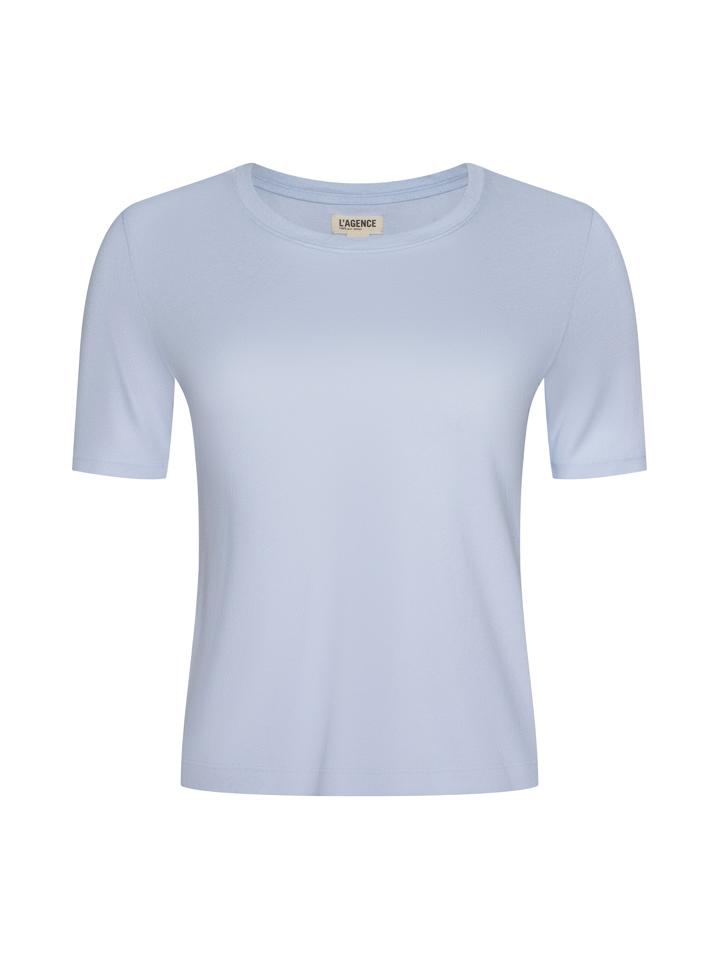 Stormy Cropped Cotton T-Shirt In Pale Mist Blue