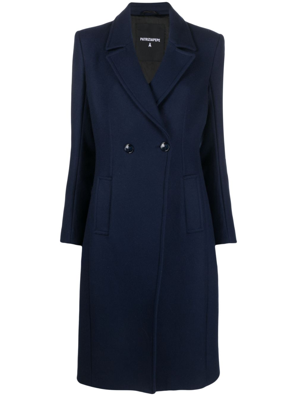 Double-breasted wool-blend coat - Blue