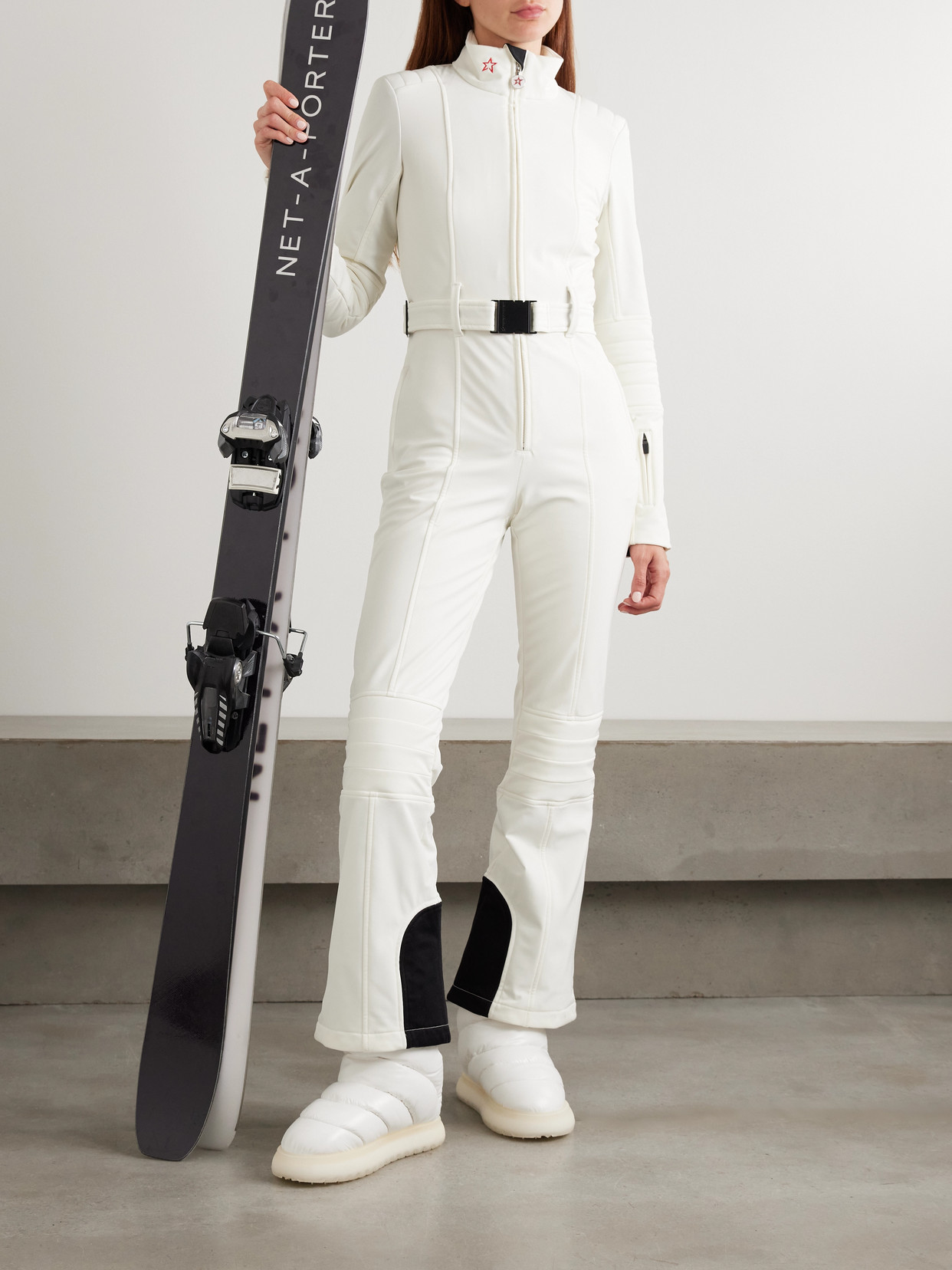 Jg Belted Padded Down Ski Suit - White