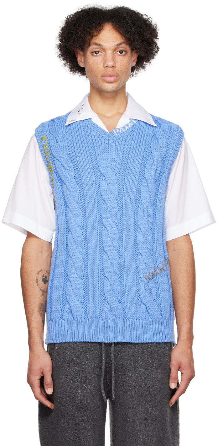 Blue embroidered vest