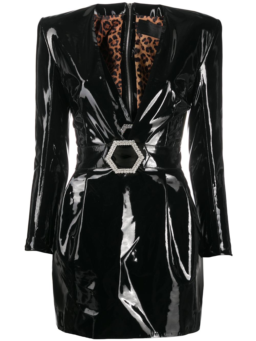 Plunging V-neck mini dress - Black