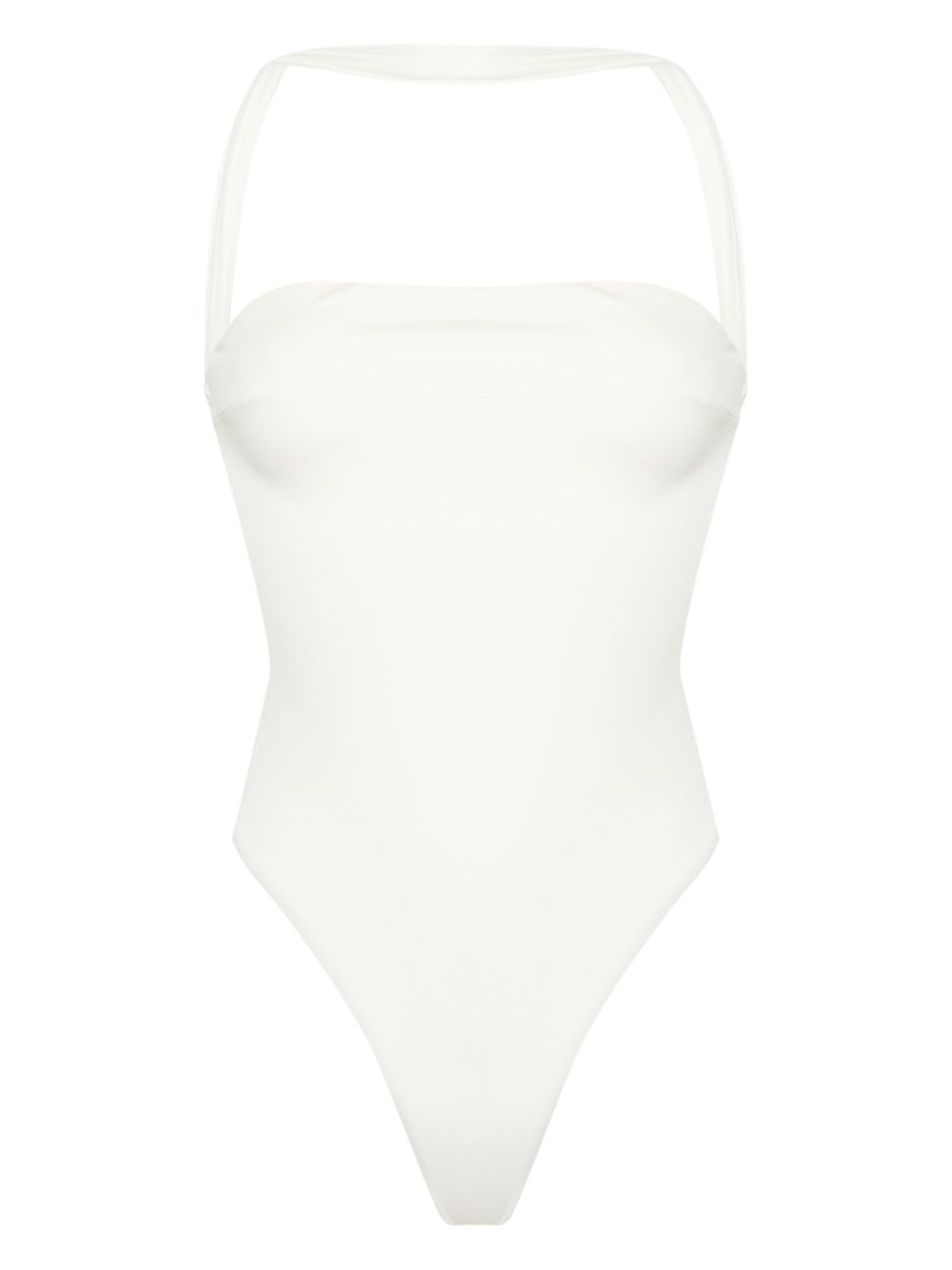 Couture halterneck swimsuit - White