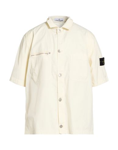 Man Shirt Ivory Size L Cotton, Elastane