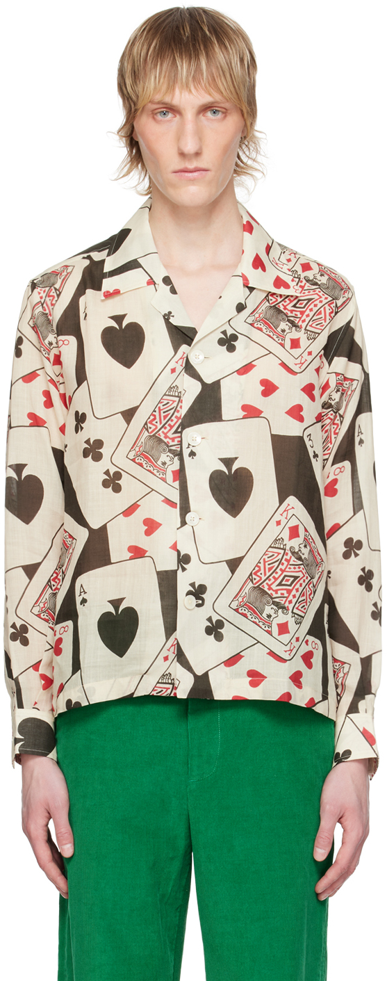 Bode Black & Beige Ace Of Spades Shirt