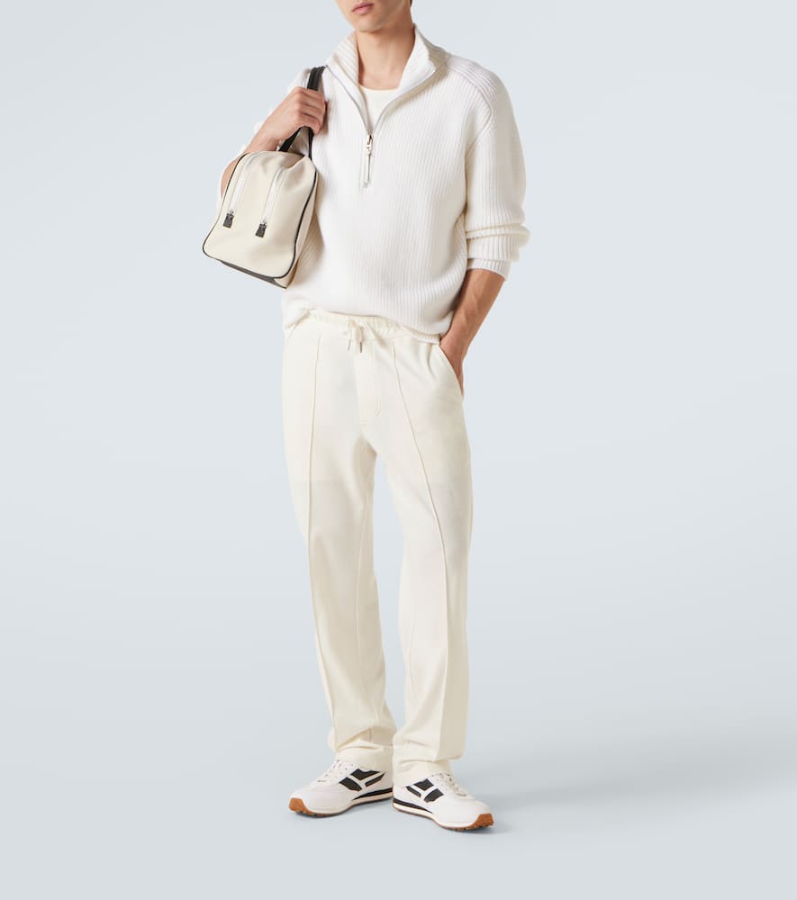 Ribbed-knit wool half-zip sweater