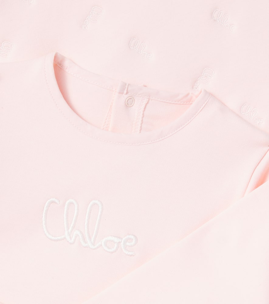 Chloe Kids Baby logo cotton onesie and blanket set