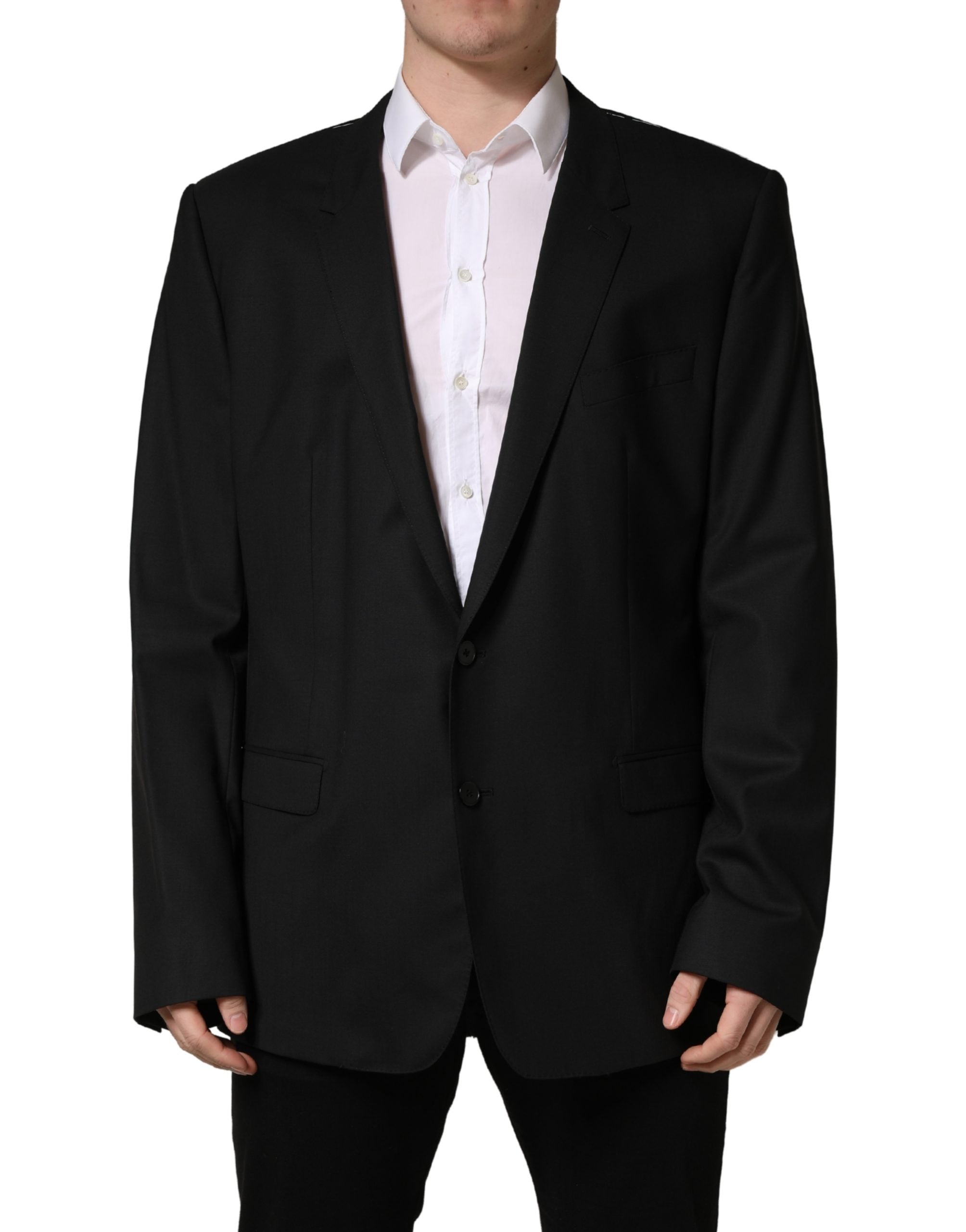 Virgin Wool Single-Breasted Blazer — Black