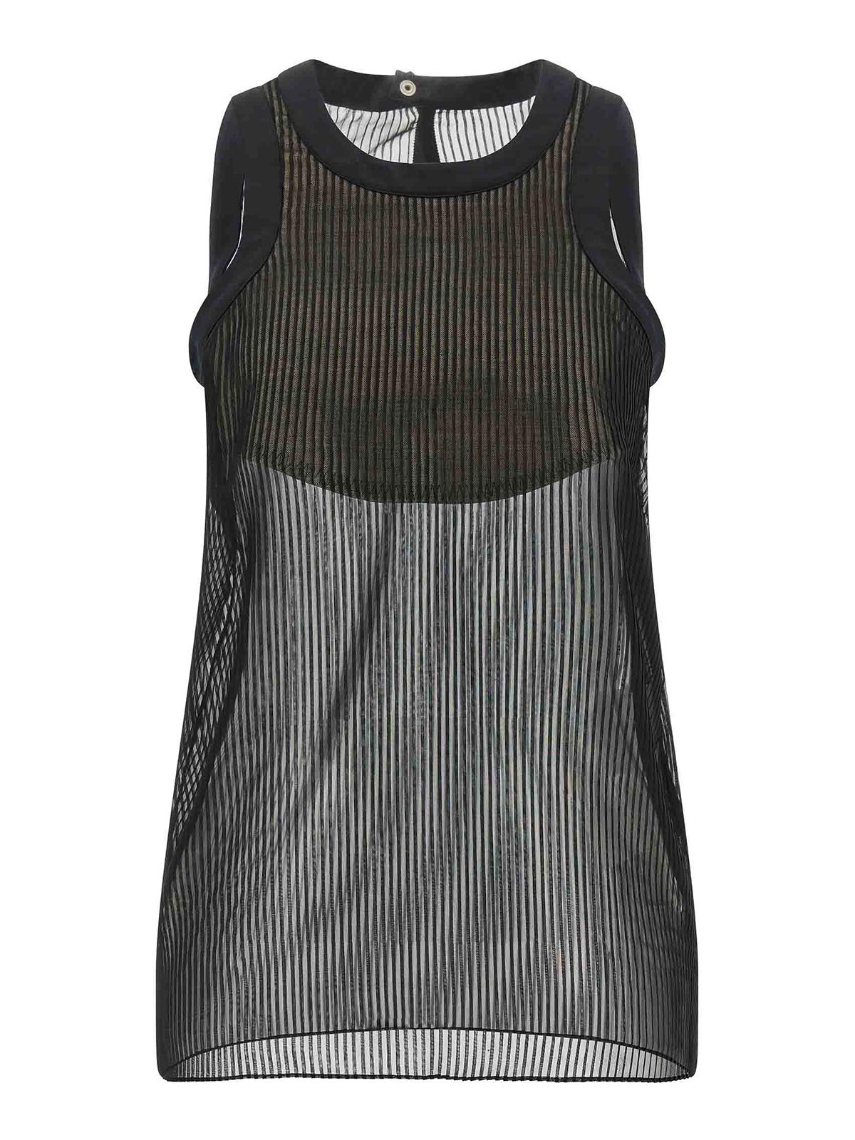 Black Round Neck Striped Top