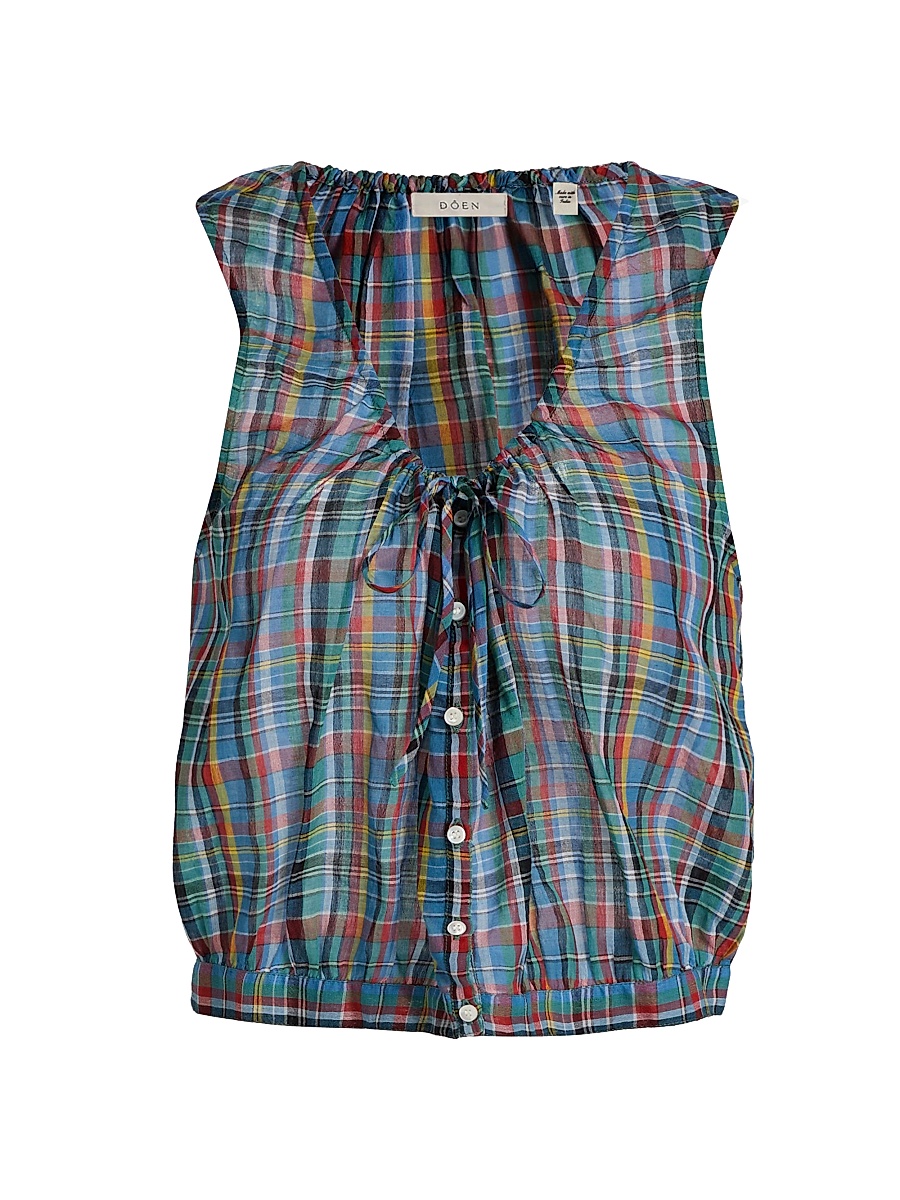 Women's Theo Plaid Cotton Sleeveless Top - Alderbrook Plaid