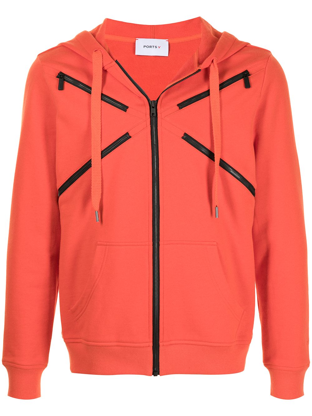 Zip-embellished hooded jacket - Orange