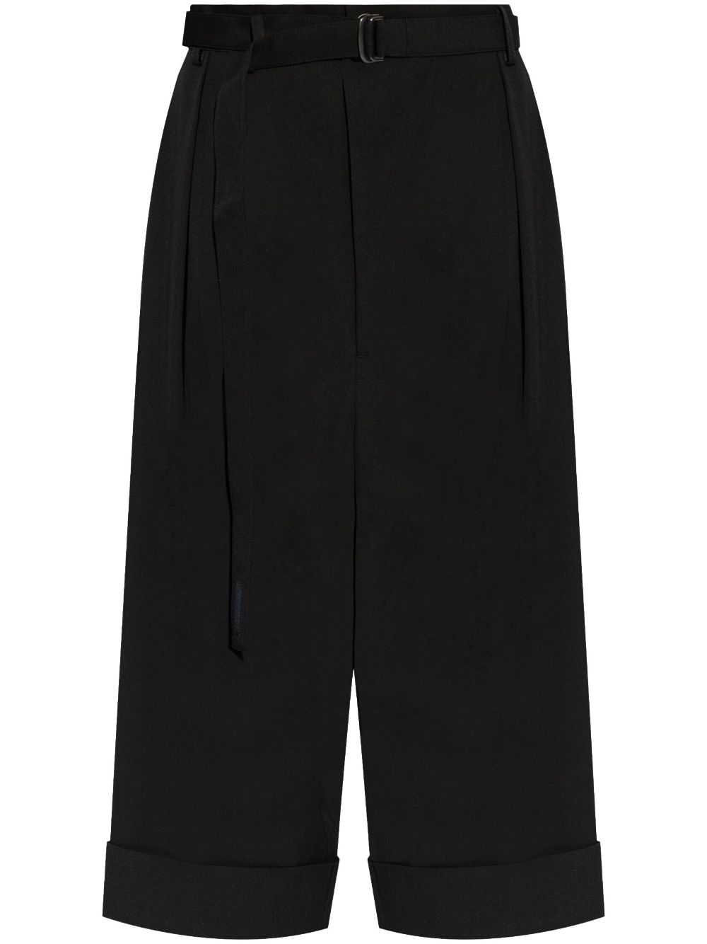 Gabardine R-backside wide trousers - Black