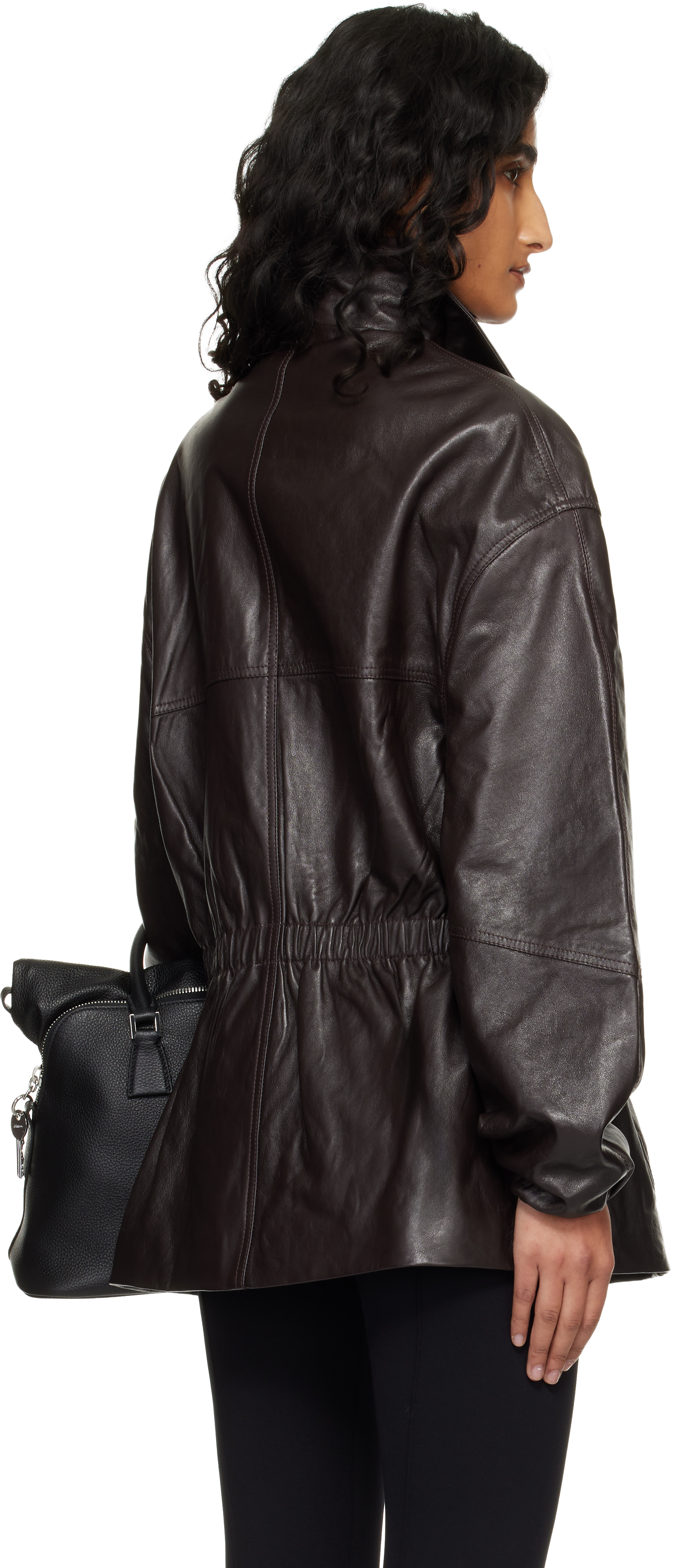 Burgundy Carnaby Funnel Neck Leather Jacket