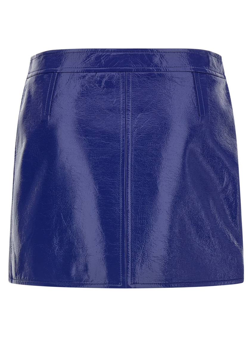 Courrèges - high waist vinyl skirt button detai