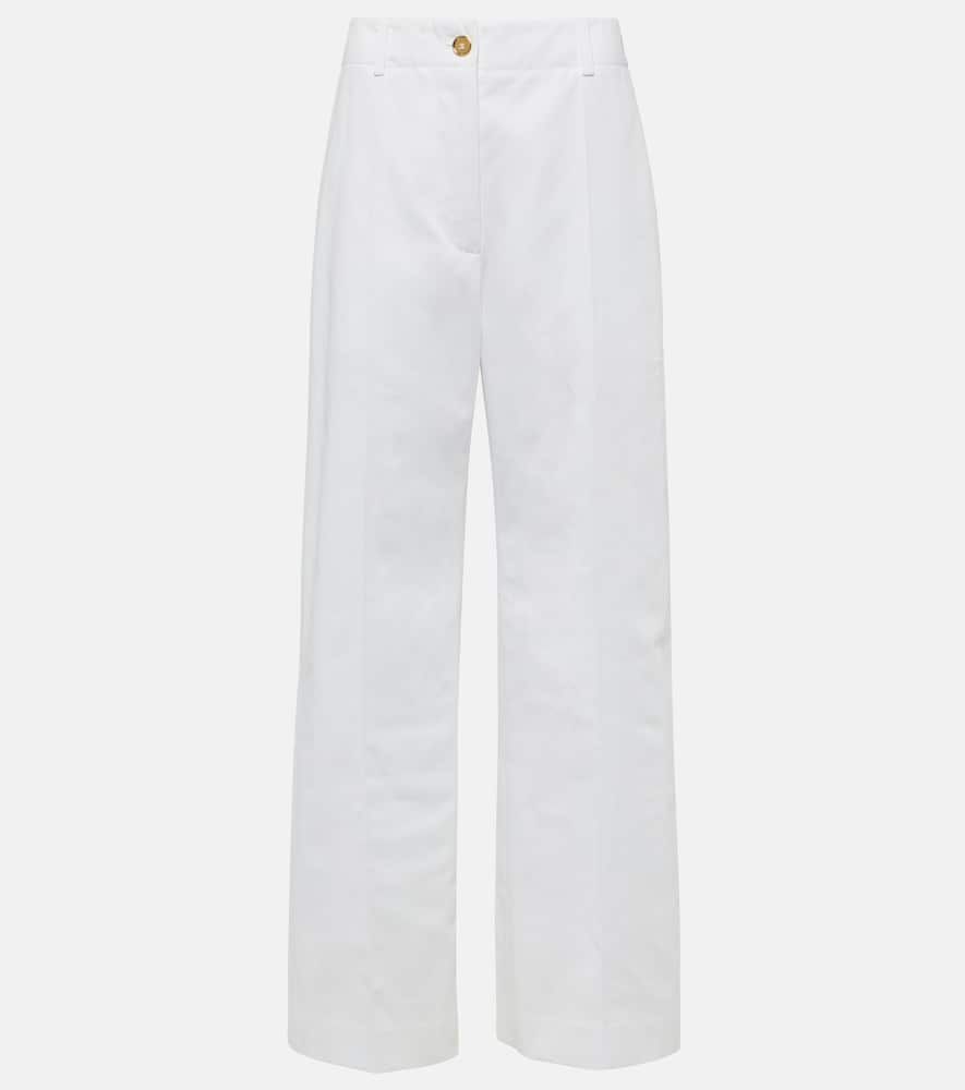 Mid-rise cotton wide-leg pants