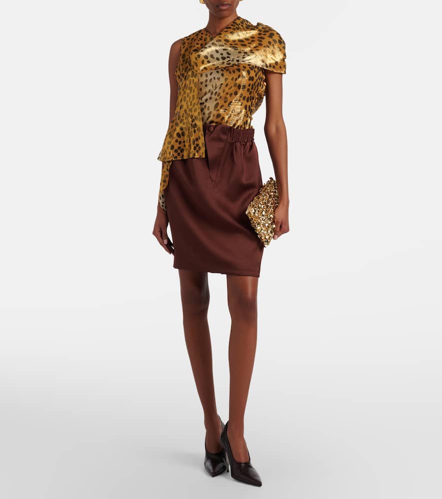 Silk-blend lamé top