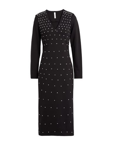 Woman Midi dress Black Size M Viscose, Nylon, Elastane