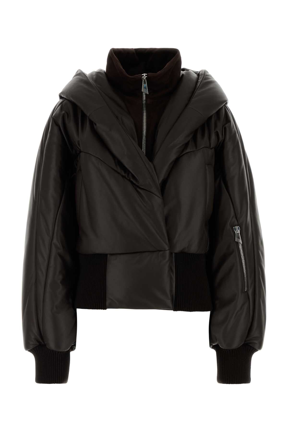 Cropped Padded Down Jacket — Black