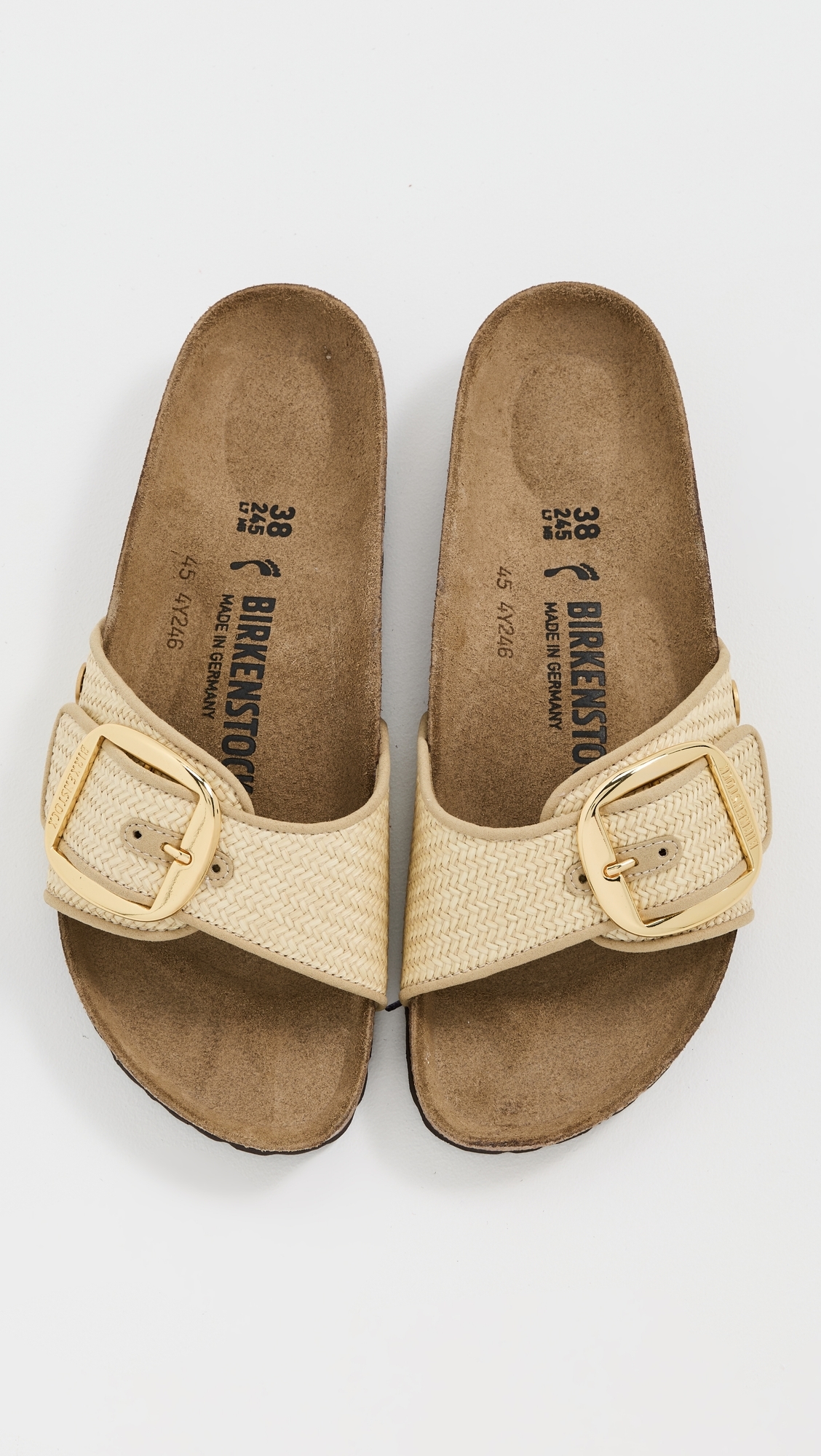 Madrid Big Buckle Raffia Sandals Natural