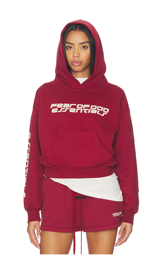 Fear of God ESSENTIALS Classic Hoodie in Crimson - Red. L also in M, S