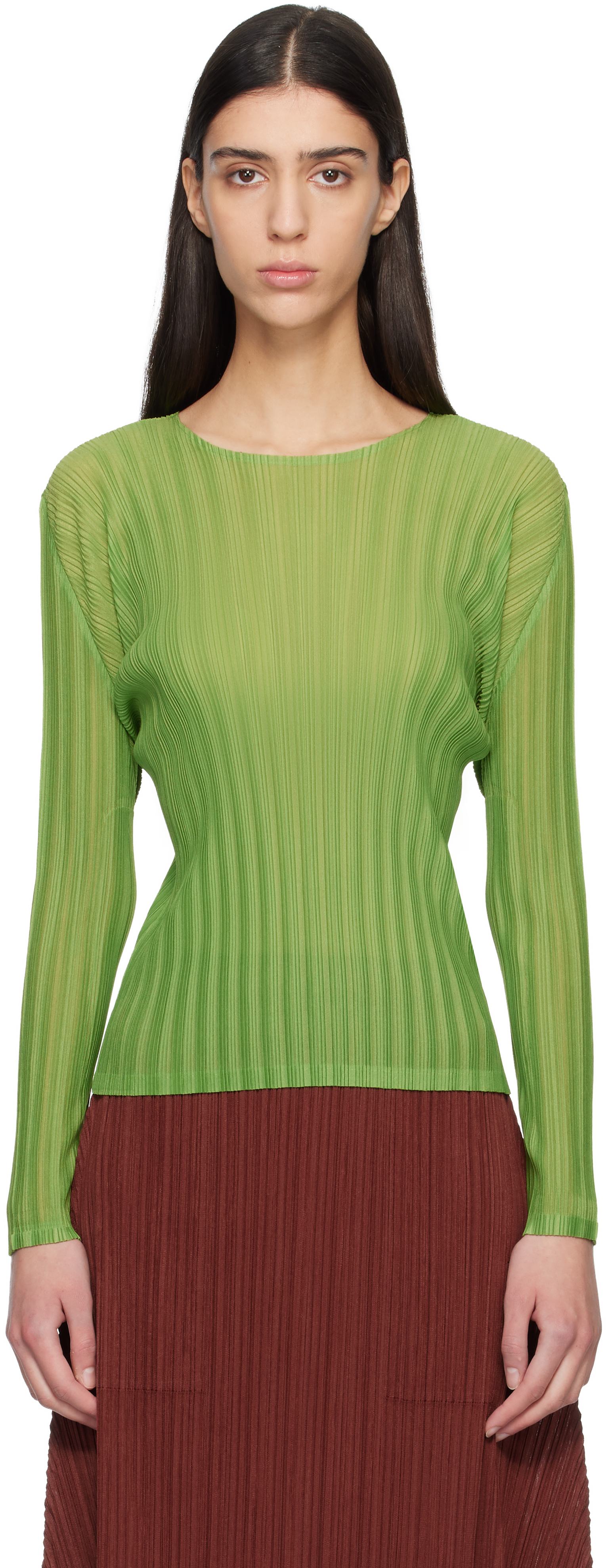 Green Rib Pleats November Top