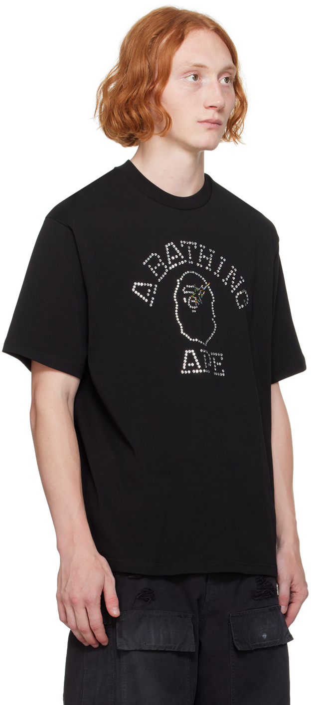 BAPE Black Rhinestone College T-Shirt