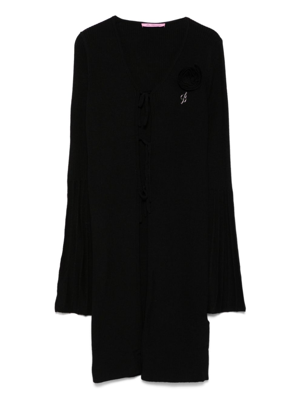 Floral-appliqué cardigan - Black
