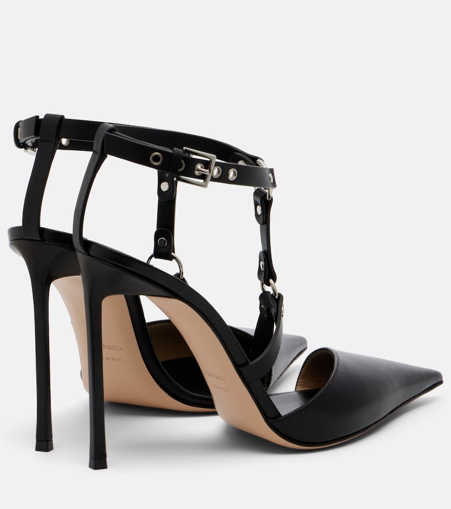 Harness leather slingback pumps