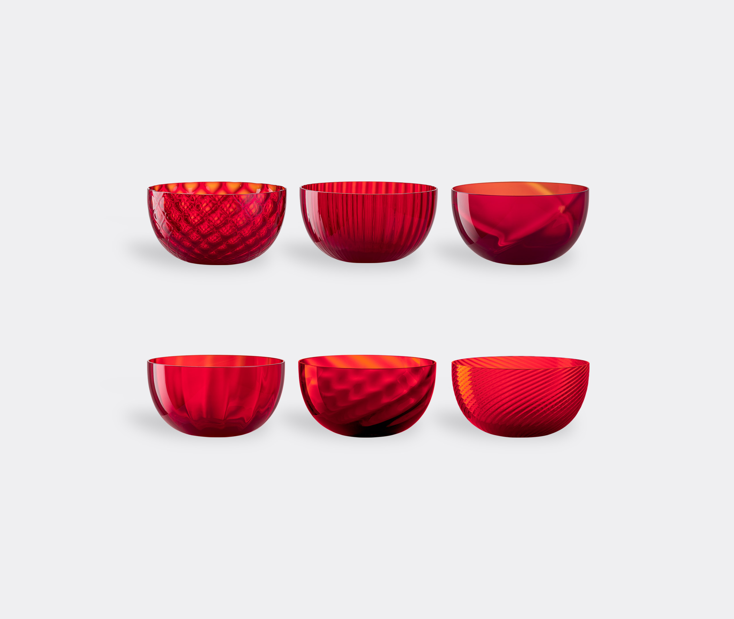 'idra' Assorted Cups, Set Of Six, Red