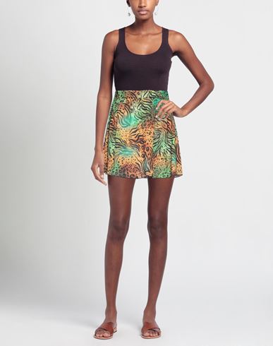 4giveness Woman Mini skirt Green Size L Cotton, Elastane
