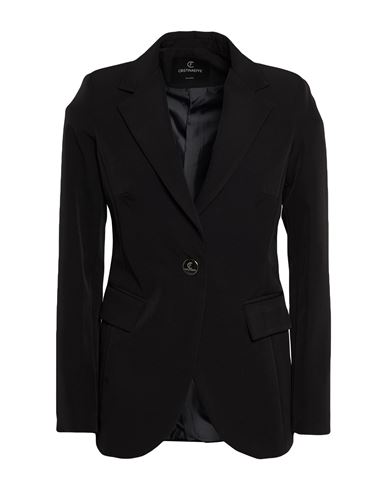 Woman Blazer Black Size 12 Polyester, Elastane