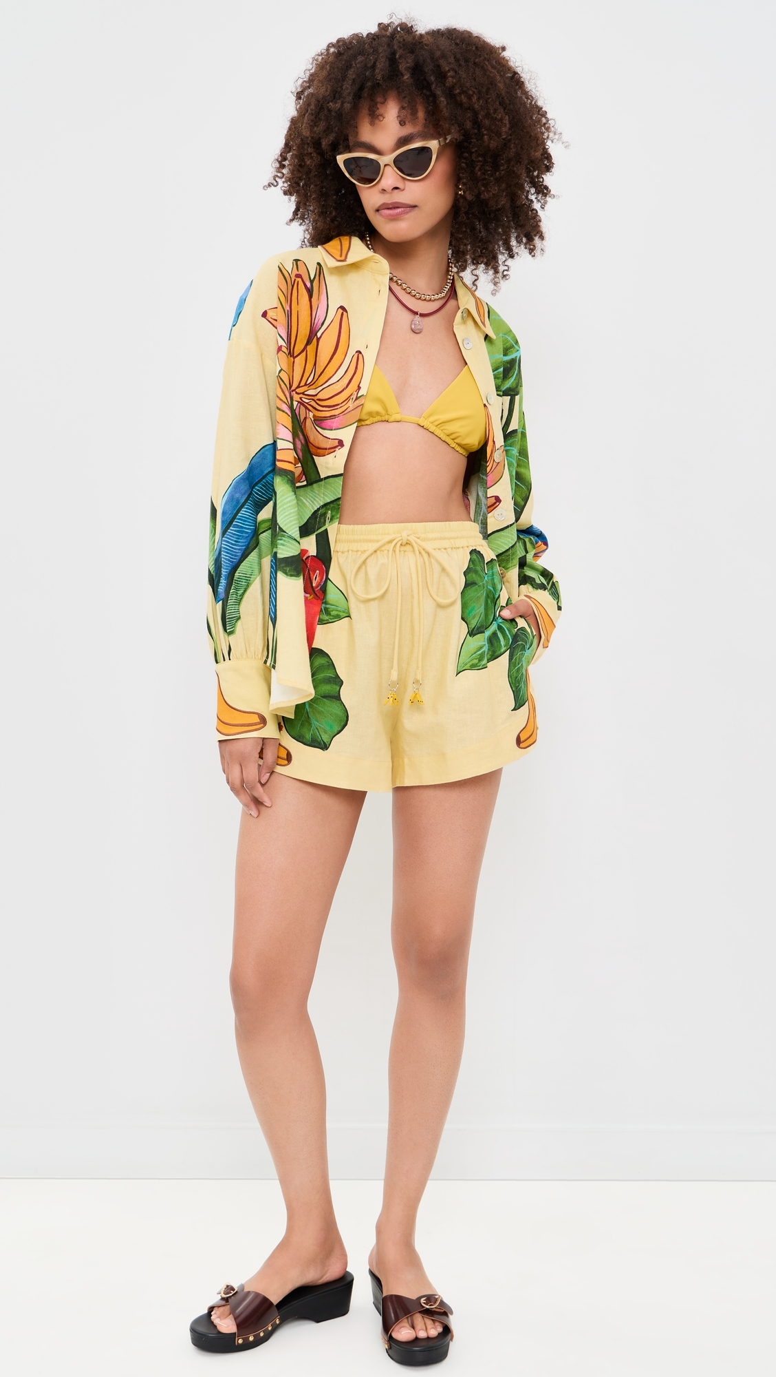 Yellow Banana Grapes Drawstring Shorts Banana Grapes Yellow
