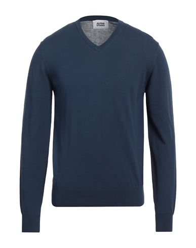 Alpha Studio Man Sweater Navy Size 40 Cotton