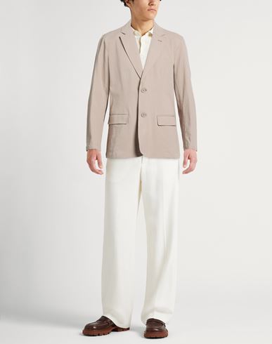Man Blazer Khaki Size 40 Cotton, Elastane