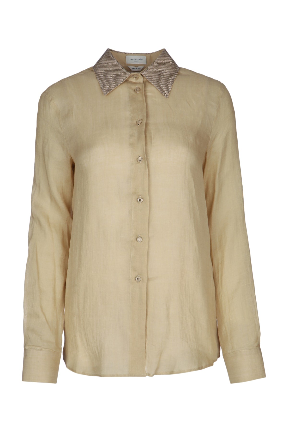 Studded Collar Shirt — Beige