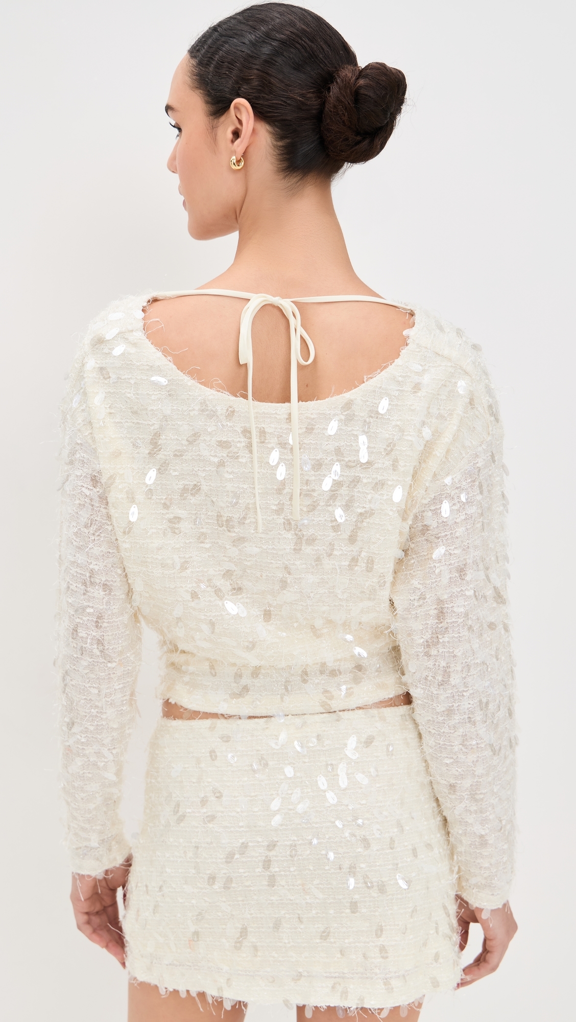 Sequin Long Sleeve Top Champagne