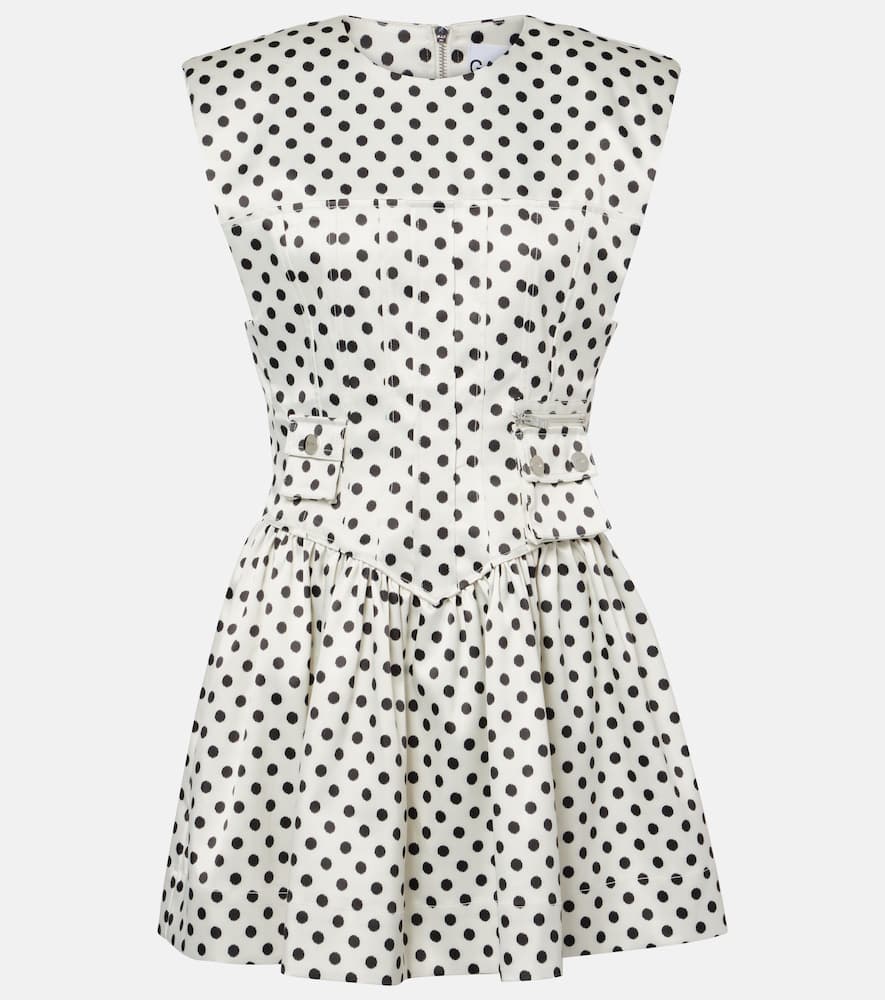 Polka-dot satin corset dress