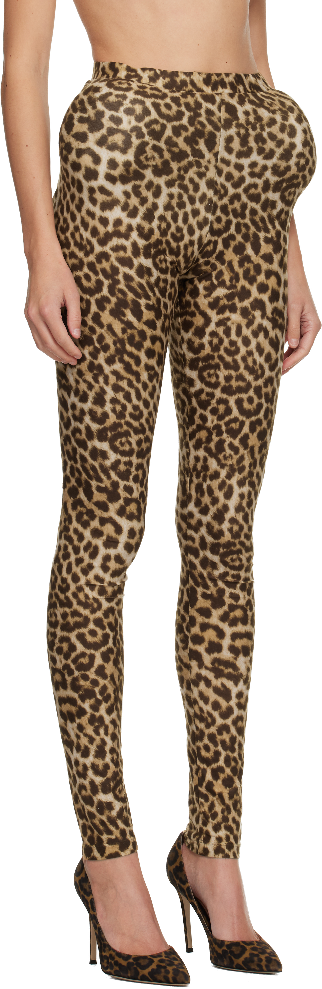 Beige Padded Jersey Leggings