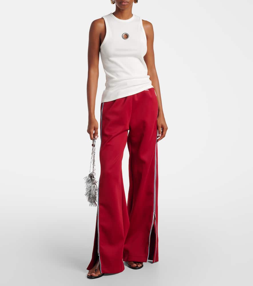 Embellished cotton-blend tank top