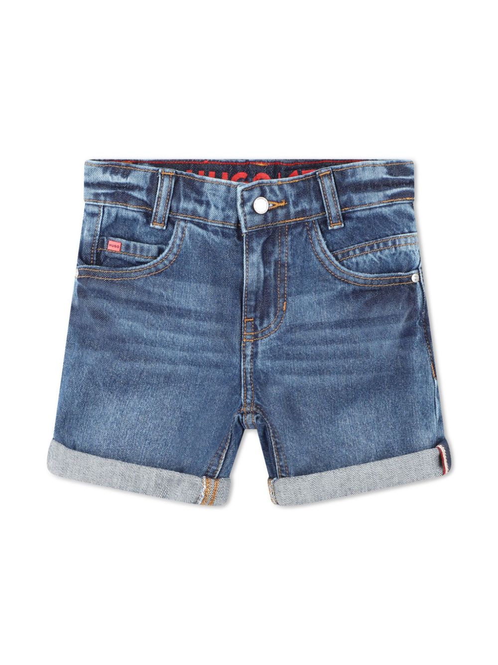 Roll-up trim denim shorts - Blue