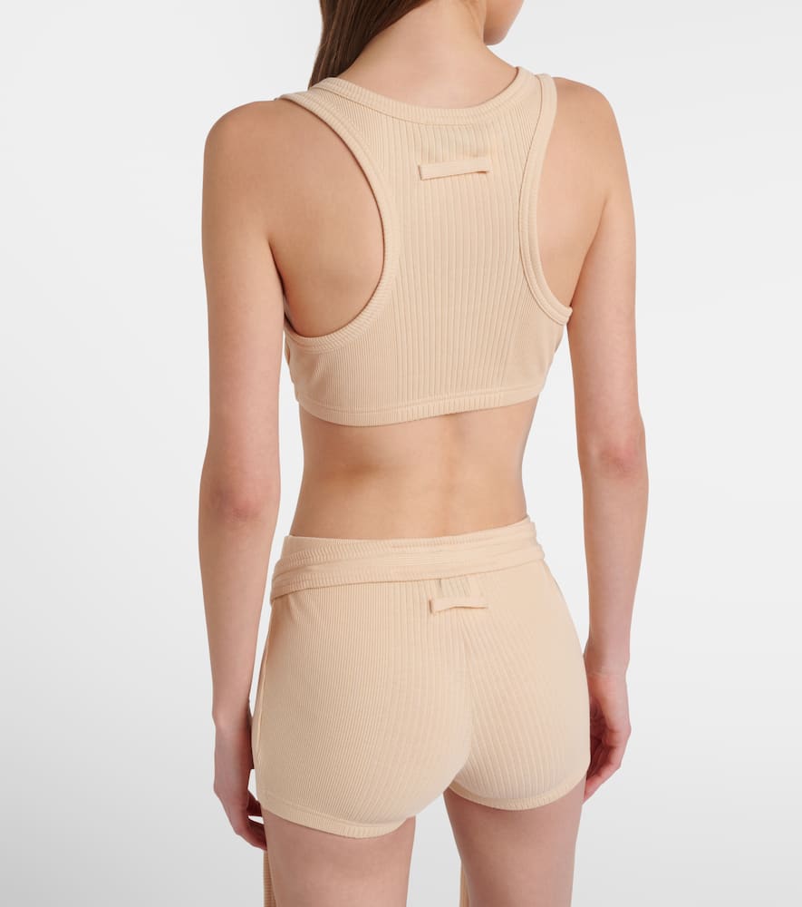 Ribbed-knit cotton shorts
