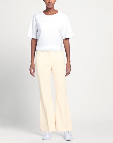 Woman Pants Cream Size 6 Cotton, Elastane